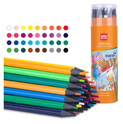 Карандаш цв. Deli 7073-36 пластик (36шт) ластик