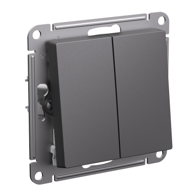 ATLASDESIGN 2-клавишный ВЫКЛЮЧАТЕЛЬ, сх.5, 10АХ, механизм, БАЗАЛЬТ