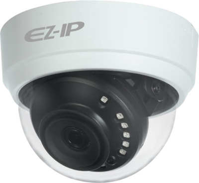 EZ-IP Видеокамера HDCVI купольная, 1/2.7" 2Мп КМОП25к/с при 1080P, 25к/с при 720P3.6мм фиксированный объектив20м ИК, Smart IR, ICR, OSD, 4в1(CVI/TVI/AHD/CVBS)Пластиковый корпус (EZ-HAC-D1A21P-0360B)