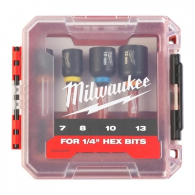 Насадки торцевые Milwaukee Shockwave 1/4" HEX 4шт (4932492445)