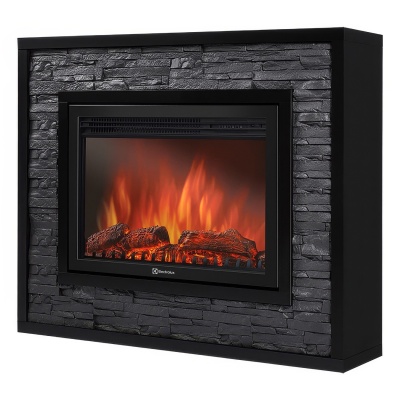 Портал Firelight Loft 30 камень черный, черная эмаль