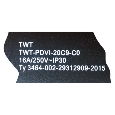 Вертикальный блок розеток, 20xC19, 250V, 16A, A/V-метр, шнур 3 метра, вилка C20 (TWT-PDVI-20C9-C0)