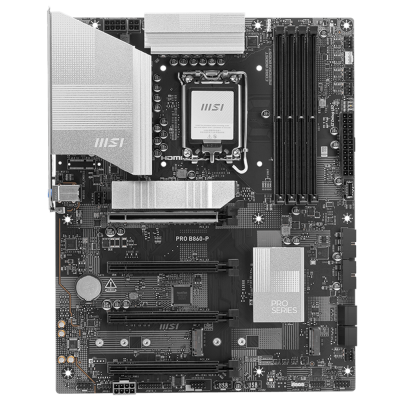 Материнская плата MSI PRO B860-P B860, LGA1851, 4*DDR5, 4*PCIEx16, 3*M.2, 1*TypeC, 2*USB3.2Gen2, 6*USB3.2Gen1, 8*USB2.0, 4*SATA3.0, 5G, Type-C DP, DP, HDMI, ATX, RTL