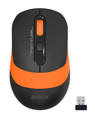 Мышь A4Tech Fstyler FG10 черный/оранжевый оптическая (2000dpi) беспроводная USB (4but)