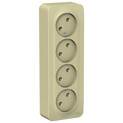 Розетка 4-м ОП Blanca 16А IP20 250В без заземл. без защ. шторок с изолир. пластиной беж. SE BLNRA000