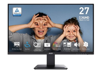 МОНИТОР 27" MSI PRO MP273U Black (IPS, 3840x2160, 60Hz, 4ms, 178°/178°, 400 cd/m², 1000:1, +2x HDMI 2.0, +DP 1.4a, +ММ)