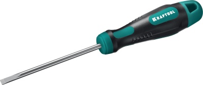 KRAFTOOL Отвертка "EXPERT", Cr-Mo-V сталь, двухкомпонентная противоскользящая рукоятка, SL, 5,0x100 мм [250071-5.5-100]