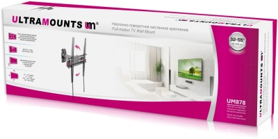 Кронштейн для телевизора Ultramounts UM 878 черный 32"-55" макс.35кг настенный поворотно-выдвижной и наклонный