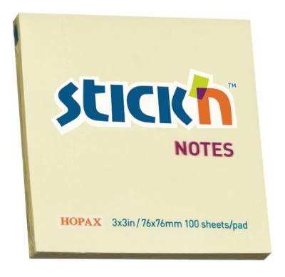Блок самоклеящийся бумажный Stick`n 21007 76x76мм 100лист. 70г/м2 пастель желтый