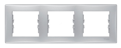 Sedna Рамка 3 поста горизонтальная алюминий