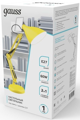 Светильник Gauss GT0035 настольный на струбцине/основание E27 желтый 60Вт