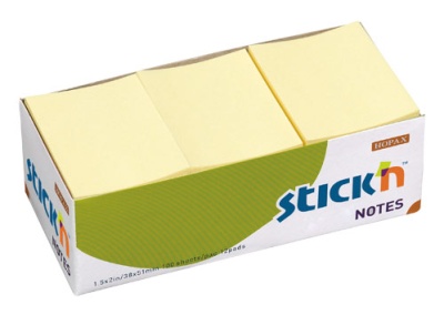 Блок самоклеящийся бумажный Stick`n 21005 38x51мм 100лист. 70г/м2 пастель желтый без упаковки