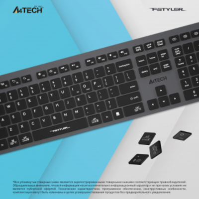 Клавиатура A4Tech Fstyler FBX50C серый USB беспроводная BT/Radio slim Multimedia (FBX50C GREY)