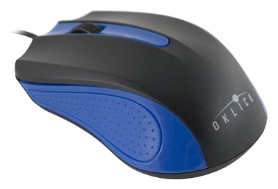 Мышь Оклик 225M черный/синий оптическая (1200dpi) USB (2but)