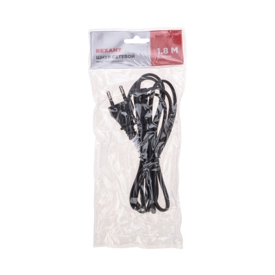 Шнур сетевой, вилка - евроразъем С7, кабель 2x0,75 кв мм, 1,8 м