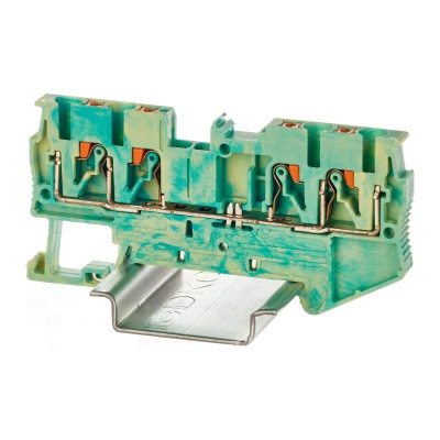 Клемма заземления, зажим push-in, 4 точки подключения, 2.5 кв.мм DKC VPR-2.5-QUATTRO-PE