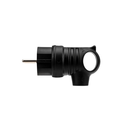 Вилка угловая влагозащищенная с кольцом, с/з, 16 А, IP44 каучук, REXANT