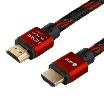 Greenconnect Кабель 0.5m HDMI версия 2.0, HDR 4:2:2, Ultra HD, 4K 60 fps 60Hz/5K*30Hz, 3D, AUDIO, 18.0 Гбит/с, 28/28 AWG, OD7.3mm, тройной экран, BICOLOR нейлон, AL корпус красный, GCR-51488