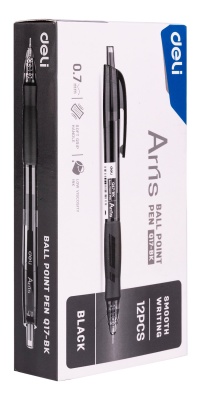 Ручка шариковая Deli EQ17-BK Arris авт. 0.7мм резин. манжета черный черные чернила