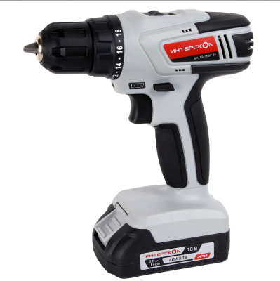 Аккумуляторная дрель-шуруповерт ИНТЕРСКОЛ ДА-18ЭР 35 ПРОМО, 18В, 1400 об/мин, с 1 АКБ 2 Ач и ЗУ