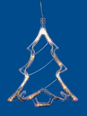 Фигура светодиодная Ёлочка на батарейках 3AAA (не в/к) 18х19см Подвесная 10 светодиодов Теплый Провод прозрачный