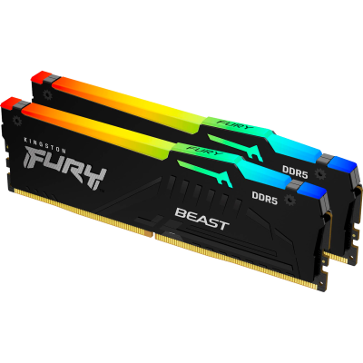 Модуль памяти DDR 5 DIMM 64Gb PC48000, 6000Mhz, Kingston FURY Beast Black RGB CL30 EXPO (Kit of 2) (KF560C30BBEAK2-64)