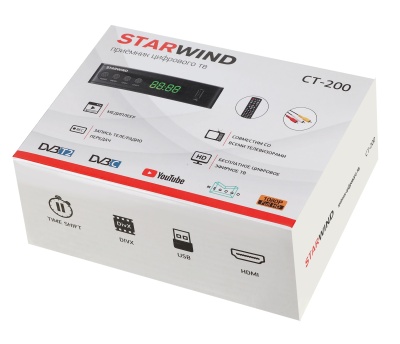 Ресивер DVB-T2 Starwind CT-200 черный