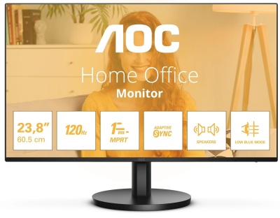 Монитор AOC 24B3QA2, 23,8", 16:9, IPS, FHD, 4ms, 300cd, 120Hz, VGA, HDMI, DP, SPK