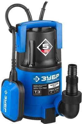 Насос садовый дренажный Зубр НПЧ-Т3-750 750Вт 12600л/час