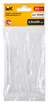 Хомут IEK UHH20-D025-100-050 100x2.5мм (упак:50шт) нейлон белый