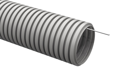 Труба гофр. гибкая ПВХ IEK CTG20-25-K41-050I внеш.D=25мм с протяжкой 50м сер. Цена за 1м