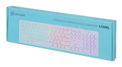 Клавиатура Оклик 420MRL белый USB slim Multimedia LED