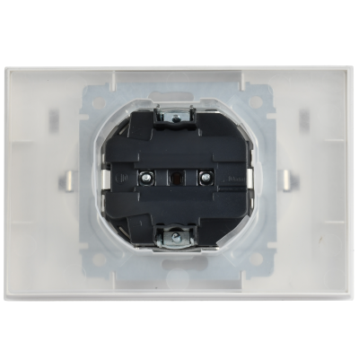 BRITE Розетка 2-местная с заземлением с защитными шторками и крышкой 16А в сборе IP44 РСбш12-3-44-БрАБ арктический белый IEK