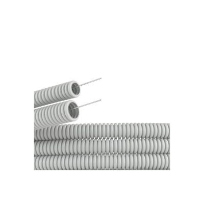 Труба гофрированная ПВХ 16 мм без протяжки легкая серая (100м) DKC 90916