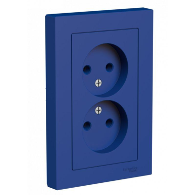 Розетка 2-м AtlasDesign 16А без заземл в сборе аквамарин SE ATN001120