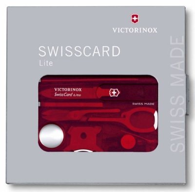 Швейцарская карта Victorinox SwissCard Lite (0.7300.T) красный полупрозрачный коробка подарочная
