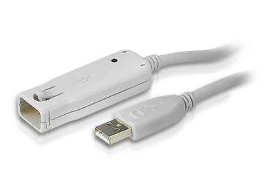 Шнур, USB, A>A, Male-Female,  4 провода, опрессованный, 12 метр., серый, (активныйнаращиваемый до 5штUSB 2.0) ATEN UE2120