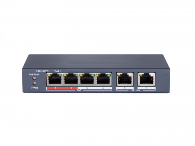Сетевой неуправляемый коммутатор 4 RJ45 1000M PoE порта; 1 Uplink порт 1000М Ethernet; PoE: IEEE802.3af IEEE802.3at; бюджет PoE 35Вт; поддержка режима передачи до 100м10 Gbps защита от перенапряжений DC48В 0.8A; 38Вт;-10 C...+55C. Коммутатор неуправляемый