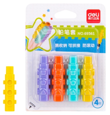 Колпачок-манжета для чернографитных карандашей Deli 69361 полипропилен ассорти (упак.:4шт)