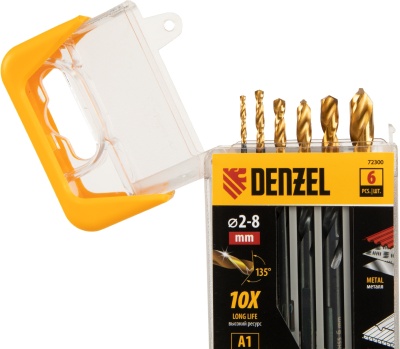 Набор сверл по металлу, 2-3-4-5-6-8 мм, HSS-Tin, Golden Tip, 6 шт// Denzel