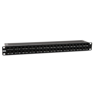 Hyperline PPHD-19-48-8P8C-C6A-110D Патч-панель высокой плотности 19", 1U, 48 портов RJ-45, неэкранированная, категория 6A, Dual IDC