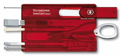 Швейцарская карта Victorinox SwissCard Classic (0.7100.T) красный полупрозрачный коробка подарочная