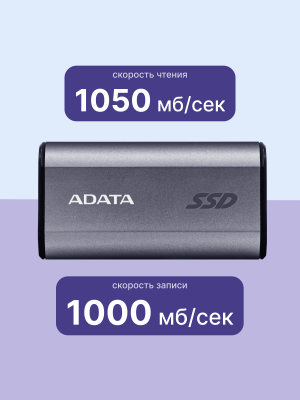 Внешний SSD ADATA 1.0Tb SC750 Black <SC750-1000G-CCBK> (USB3.2 gen 2, 1050/1000Mbs, 53x28x12mm, 11g)
