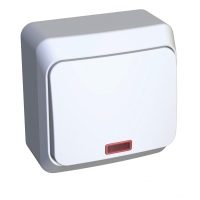 Systeme electric BA10-007B ЭТЮД О/У 1-клавишный ПЕРЕКЛЮЧАТЕЛЬ с подсветкой 10 АХ, БЕЛЫЙ, Россия