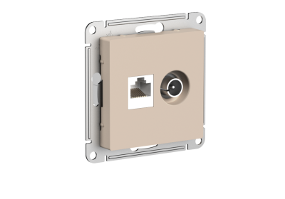 ATLASDESIGN РОЗЕТКА двойная ТВ + компьютерная RJ45, кат. 5Е, ПЕСОЧНЫЙ
