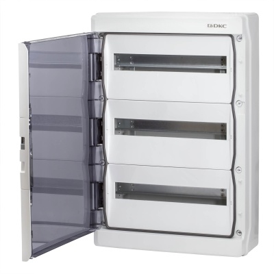 Щиток настенный с дверцей 54 мод.,IP65, серый, с клеммным блоком 63А