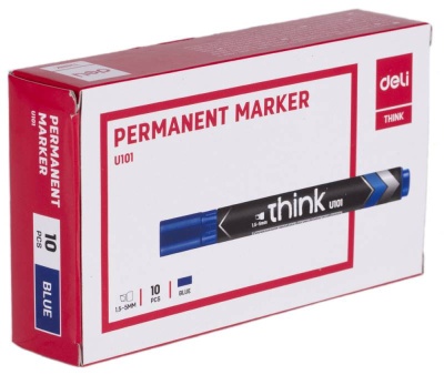 Маркер перманентный Deli EU10130 Think скошенный пиш. наконечник 1.5-5мм синий