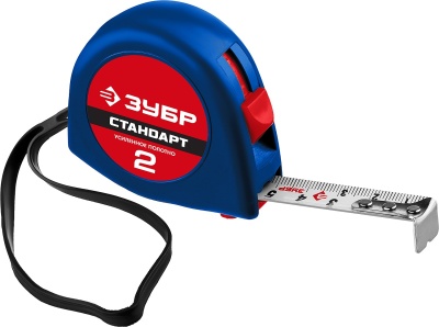 Рулетка ЗУБР "КОМФОРТ", корпус с резиновым напылением, 2мх16мм[34016-2]