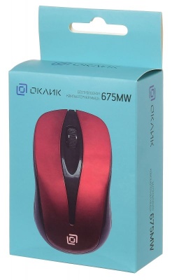 Мышь Оклик 675MW черный/красный оптическая (800dpi) беспроводная USB (2but)
