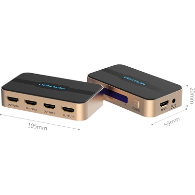 Разветвитель - сплиттер Vention HDMI 19F/4x19F на 4 монитора Разветвитель Vention HDMI 19F/HDMI 19F x 4 (ACCG0)